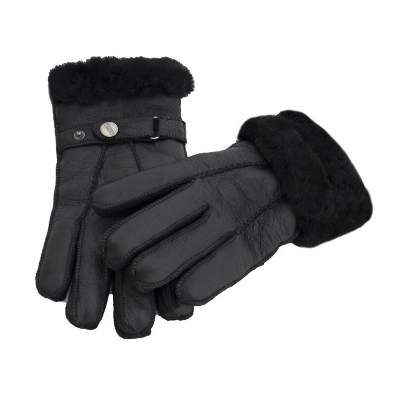 Engel Merino Leather Black Gloves
